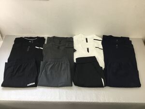 ●営NA221-100【まとめ・未使用保管品】アディダス ADIDAS半袖Tシャツ Mサイズ 7枚/ ズボン Lサイズ 4枚セット 黒/白/灰色/ネイビー/他　/q