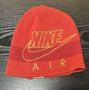 ナイキ NIKE AIR ジョーダン ニット帽 ニットキャップ 帽子 ビッグロゴ 小さめ ワン サイズ レッド 金 ロゴ レア キャップ ビーニー