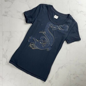 DIESEL ディーゼル Tシャツ 半袖カットソー トップス デザイン刺繍 プリントレディース ダークグレー サイズS*SC733