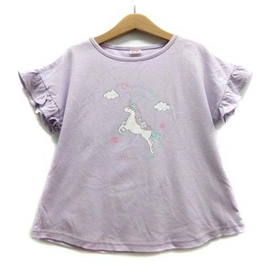 メゾピアノ mezzo piano ユニコーン柄 カットソー Tシャツ フリル 半袖 ラベンダー 120 6022437-89 子供服 キッズ