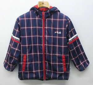 ★FILA　サイズ130　フィラ　ジャンパー　キッズ　レッド　防寒着　内側フリース素材　軽量　チェック　＃2240