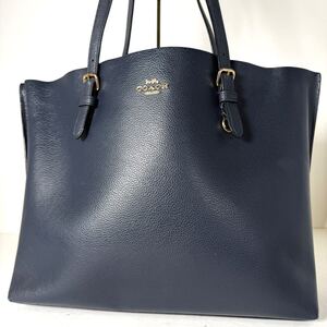 1円~ 極美品 / 現行 定価9万 コーチ COACH モリー トートバッグ A4 レザー レディース ビジネス ネイビー ブリーフケース メンズ 大容量