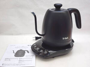 ③ ★ R61219 展示品 T-fal ティファール 電気ケトル カフェコントロール 1.0L ブラック KO9238JPA コーヒー 温度調節 説明書付き ★