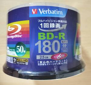 【新品未使用】Verbatim バーベイタム 1回録画用 BD-R 25GB 50枚 ホワイトプリンタブル 片面1層 1-6倍速 VBR130RP50V4