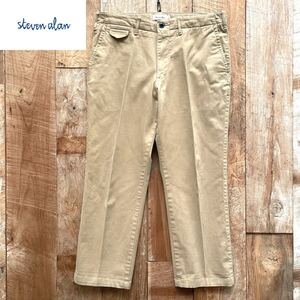 【美品】Steven Alan TROUSERS PANTS スティーブンアランワイド トラウザーズ パンツ L ベージュ チノパン ユナイテッドアローズ 