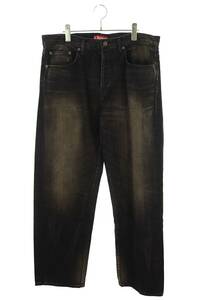 シュプリーム SUPREME DISTRESSED LOOSE FIT SELVEDGE JEAN サイズ:34 スターパッチデニムパンツ 中古 FK04