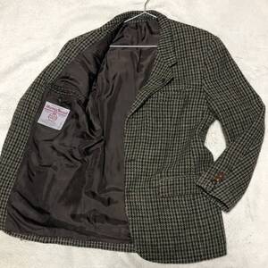 HARRIS TWEED ハリスツイード テーラードジャケット ブレザー 総裏地 くるみボタン2B 千鳥格子柄 XLサイズ