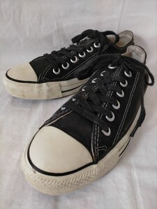 90s USA製 ビンテージ CONVERSE ALL STAR LOW コンバース オールスター キャンバス US5 24cm 黒 ★