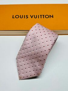 1円 ネクタイ LOUIS VUITTON シルク イタリア製 総柄 モノグラム ダミエ ドット ルイ・ヴィトン