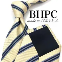 【美品】BHPC ネクタイ ストライプ柄 ジャガード織 光沢感 イエロー