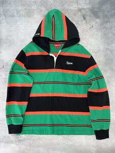 2024FW supreme シュプリーム Hooded Rugby フーディーラガーシャツ M