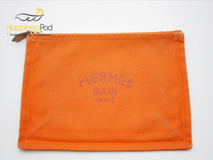 エルメス　HERMES　BAINフラットポーチ　オレンジ　送料無料