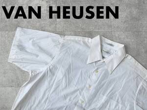 ☆送料無料☆ VAN HEUSEN ヴァンヒューゼン USA直輸入 古着 半袖 無地 シャツ メンズ 17 ホワイト トップス 中古 即決