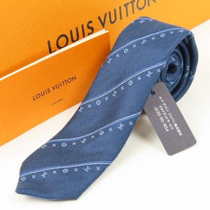 100113LOUIS VUITTON ルイヴィトン 新品同様美品 クラヴァット LV スィン ストライプス 22年製 ビジネス スーツ Yシャツ M77606 ネクタイ