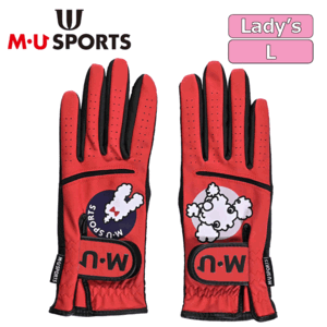 【レディース】M・U SPORTS トンネルモチーフ 両手グローブ 703J6800【MUスポーツ】【レッド】【Lサイズ】【GolfGlove】