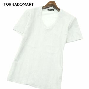 美品★ TORNADOMART トルネードマート 春夏 Vネック 半袖 カットソー Tシャツ Sz.L　メンズ グレー 日本製　A4T04800_5#D