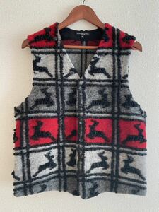 Knit Vest Deer Wool Jacquard Engineered Garments M