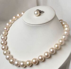 南洋真珠ネックレス白蝶ネックレス12mm 42cm ペンダント付　 pearl jewelry necklace ジュエリー ネックレス 大珠