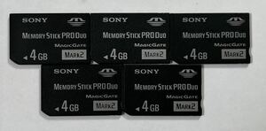 ★送料無料★ SONY/ソニー memory stick pro duo 4GB 5枚まとめ売り メモリースティック/PSP/メモリーカード フォーマット済み動作品