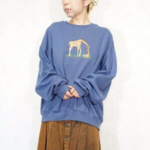 USA VINTAGE Peanut Butter Jelly GIRAFFE EMBROIDERY DESIGN SWEAT SHIRT/アメリカ古着キリン刺繍デザインスウェット