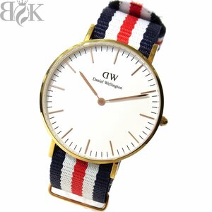 美品 ダニエルウェリントン ユニセックス 腕時計 B36R6 クォーツ 白文字盤 動作品 Daniel Wellington 〓