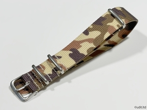 ラグ幅:20mm 迷彩NATOストラップ デザート カモフラージュ 腕時計ベルト 時計用バンド ファブリック③