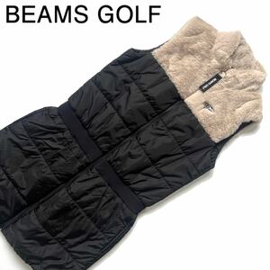 【送料無料】BEAMS GOLF ビームスゴルフ　ボア　ダウンワンピース　防寒　コート　S Aライン　レディース　中綿入り　異素材mix 切り替え
