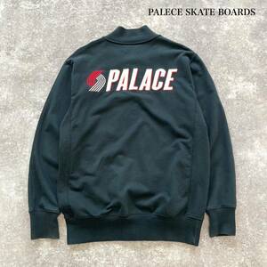 【PALACE SKATE BOARDS】パレススケートボード BLAZED ZIP BOMBER ジップスウェット トラックジャケット ジャージ 刺繍ロゴ ブラック (M)