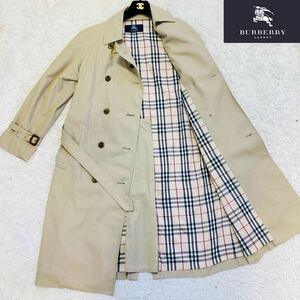 【美品】現行 BURBERRYLONDON バーバリーロンドン ダブル ベルト付 トレンチコート ノバチェック ベージュ L相当 男女兼用