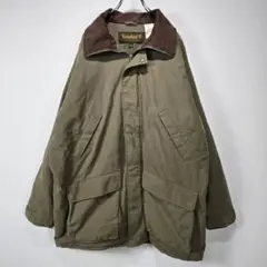 Timberland　00s　ハンティングジャケット　M　革　カーキ　古着コーデ