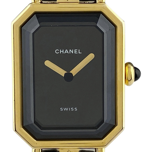 シャネル CHANEL プルミエール Mサイズ H0001 腕時計 SS レザー クォーツ ブラック レディース 【中古】