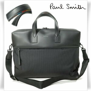 新品1円～★定価5.1万 ポールスミス Paul Smith ビジネスカジュアル 2WAY ビジネスバッグ ブラック 黒 ブリーフケース 本物◆9259◆