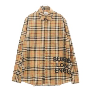 BURBERRY バーバリー ノヴァチェック ロゴプリント 長袖シャツ ブラウン 8017567