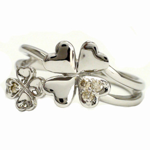 指輪 四葉のクローバー プラチナ900 pt900 ダイヤモンド リング レディース ジュエリー アクセサリー