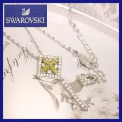 SWAROVSKI 鍵モチーフ ネックレス イエロー シルバー 40cm