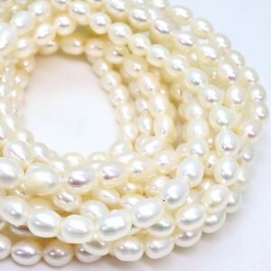 テリ抜群!!＊本真珠3連ロングネックレス＊j 約165.9g 約96.0cm パール pearl necklace jewelry silver DA0/DA5