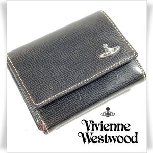 未使用1円～★Vivienne Westwood ヴィヴィアンウエストウッド 牛革レザー インサイドカラー 三つ折り財布 コンパクトウォレット ◆4754◆