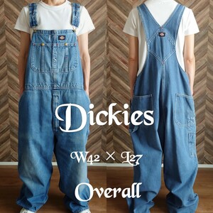 Dickies デニムオーバーオール/サロペット 古着/W42L27【YOA1294】