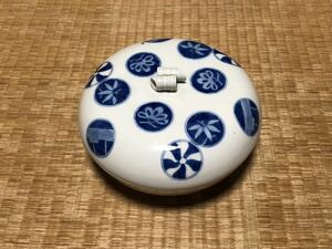古伊万里 江上製 在印 染付 丸紋 松竹紋 蓋付 菓子鉢 喰籠 明治期 陶器 時代物 蓋物 