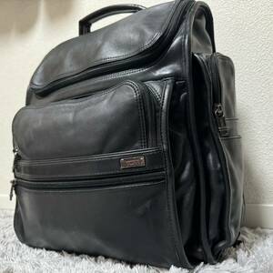 美品 大容量 TUMI トゥミ リュックサック バックパック 2way メンズ ビジネス ナッパレザー オールレザ A4可 PC可 ブラック 本革 黒