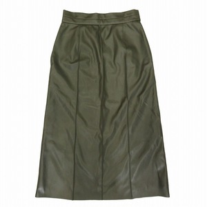 未使用品 エリオポール heliopole FAKE LEATHER PANEL SKIRT フェイクレザー パネル スカート マキシ丈 ロング 22003021067HN 36 カーキ