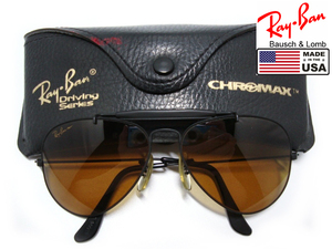 美品Vintage B&L RayBan CHROMAX Driving OUTDOORSMAN B20 ドライビング サングラスBlackクロマックスUSAボシュロムBLアメリカ製ブラック黒