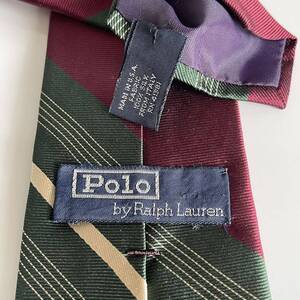 POLO by RALPH LAUREN（ ポロバイラルフローレン） 赤緑ベージュストライプネクタイ