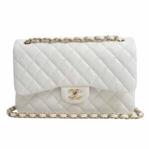 （新品・未使用品）シャネル CHANEL デカマトラッセ 30 Wフラップ Wチェーン ショルダーバッグ キャビアスキン レザー ホワイト A58600