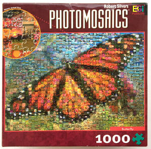 ★未使用☆アメリカ製☆蝶々 バタフライ フォトモザイク1000ピースジグソーパズル Butterfly Robert Silvers PHOTOMOSAICS Made in USA 5d