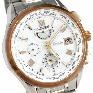 美品 CITIZEN シチズン EXCEED エクシード Eco-Drive エコドライブ 腕時計 AT9114-57A 電波ソーラー アナログ ラウンド チタン 箱付 動作OK