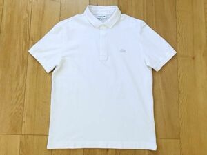 【美品】LACOSTE★鹿の子ポロシャツ★白★US-M