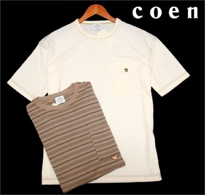 新品!! コーエン coen ポケット テンジク 半袖 Tシャツ 2枚組 オフホワイト ベージュ (S) ☆ ユナイテッドアローズ メンズ 春夏 お買得★