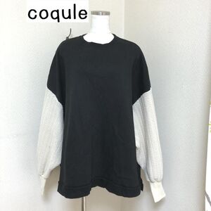 レディース 裏起毛 スウェット coqule コクレ トレーナー オーバーサイズ ビッグシルエット ブラック 黒