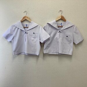 I915/(中古)兵庫県 松陽中学校 女子制服2点 /指定品/M~L/L程度/半袖2枚セット/半袖セーラー/白3本ライン/半袖/夏用/夏服/中学校/学生服